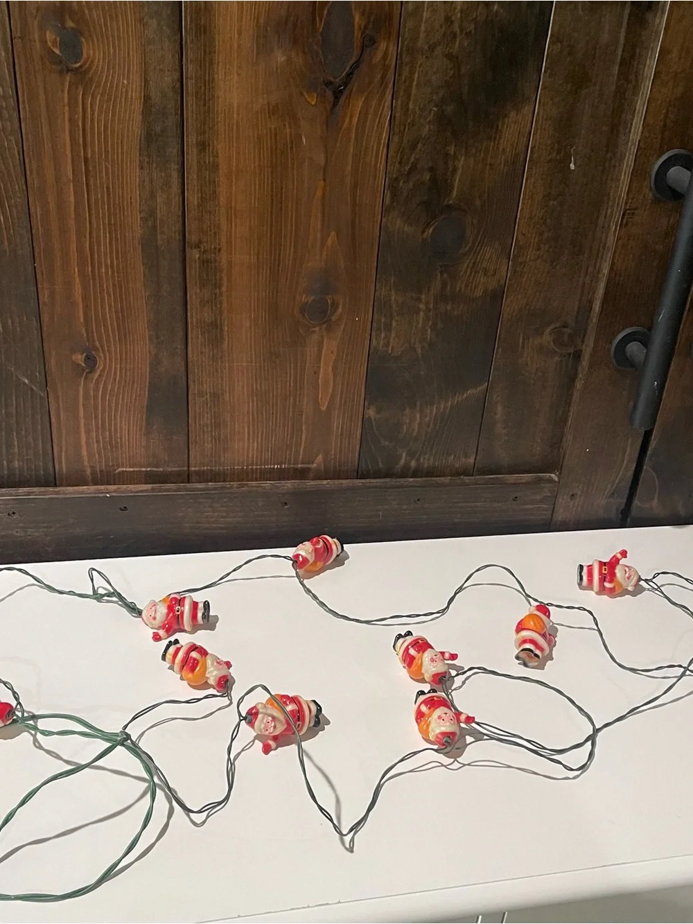 Vintage Kurt S Adler Santa Claus W Gift Sac Blow Mold String Lights Christmas